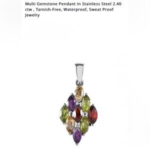 Brand New
Multi Gemstone Pendant 2.40 ctw, Tarnish-Free, Waterproof, Sweat Proof